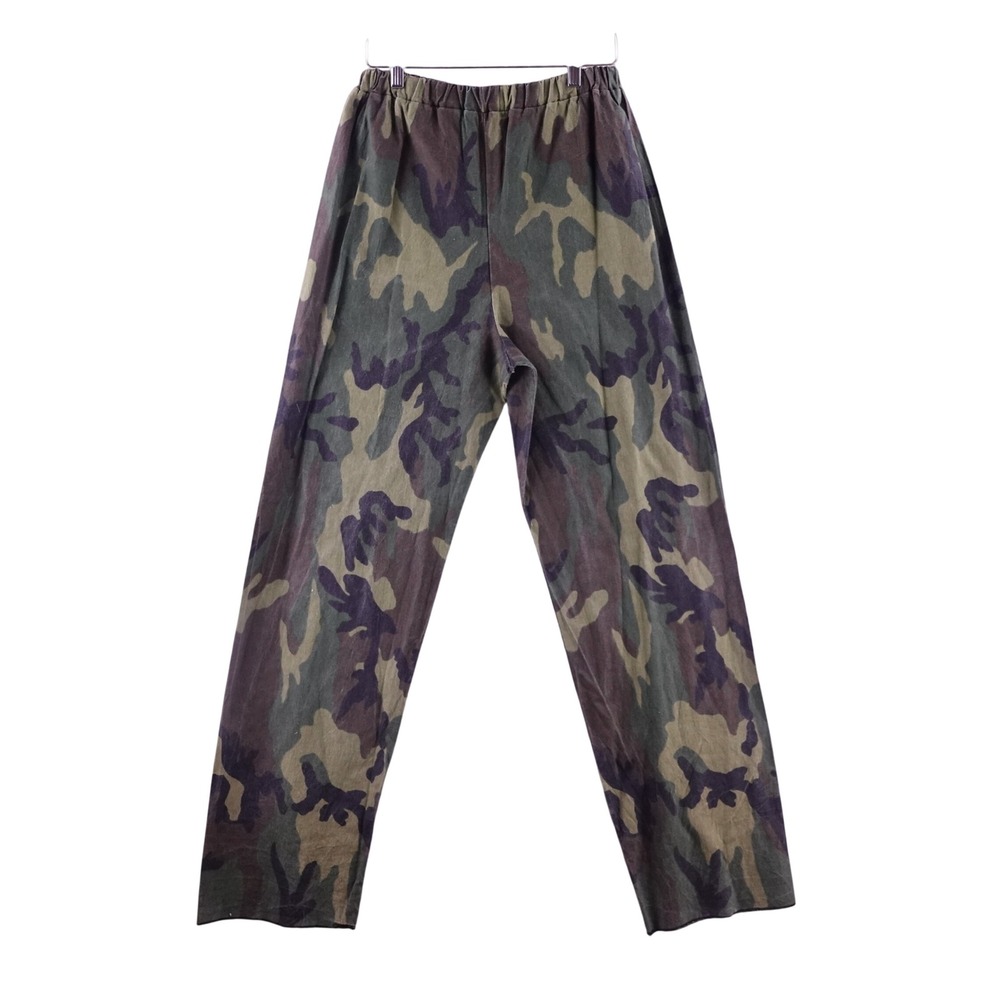 Vintage Jungle Pants Mens 28 Woodland Camo Elastic Waist Trousers Green Brown